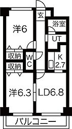 セーフティコート 2DKの間取図画像