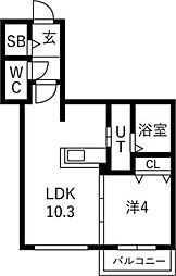 Alivis 宮の森 1LDKの間取図画像