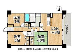 レイシアコート平野長原パークサイトリッジ 3LDKの間取図画像