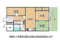 正起瓢箪山ハイツ 3LDKの間取図画像