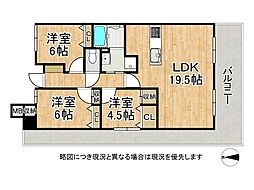 コスモ東大阪ステーションアベニュー 3LDKの間取図画像