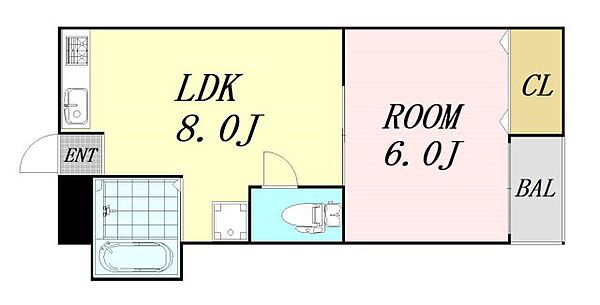 ロゼコート ｜大阪府大阪市北区大淀中4丁目(賃貸マンション1LDK・4階・35.00㎡)の写真 その2