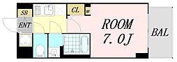 S-RESIDENCE福島玉川Deux 7階1Kの間取り