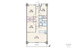 宝マンション滝ノ水6 3LDKの間取図画像