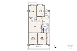 宝赤坪ハイツ 4DKの間取図画像