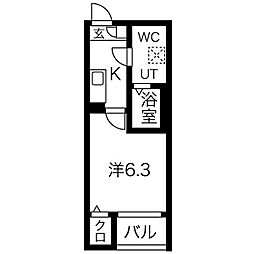 名鉄瀬戸線 守山自衛隊前駅 徒歩4分の賃貸アパート 3階1Kの間取り