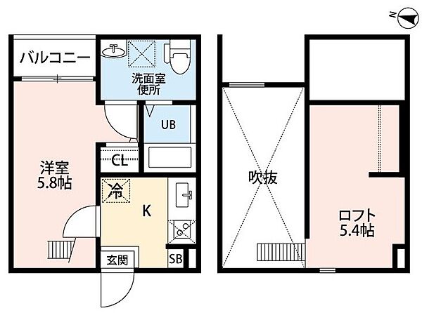 画像2:洋室5.8帖　ロフト5.4帖