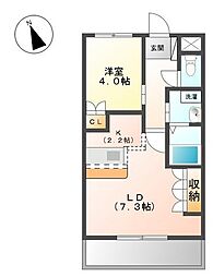名古屋市営鶴舞線 植田駅 徒歩5分の賃貸アパート 3階1LDKの間取り