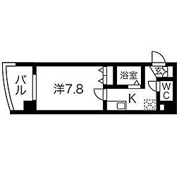 名古屋市営鶴舞線 塩釜口駅 徒歩4分の賃貸マンション 4階1Kの間取り