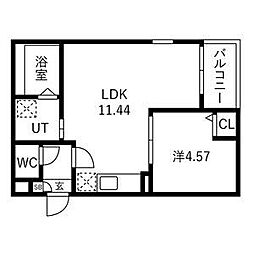 名古屋市天白区境根町アパート 1LDKの間取図画像