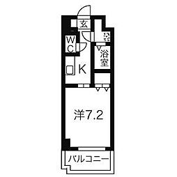 びぃ6植田 1Kの間取図画像