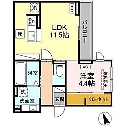 名古屋市千種区松竹町2丁目アパート 1LDKの間取図画像