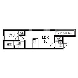 ジュエル守山I 1LDKの間取図画像