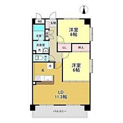 ベル・ステージ竹の山1 2LDKの間取図画像