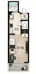 メゾン一番舘 1Kの間取図画像