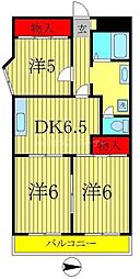 第2千代田マンション 2階3DKの間取り