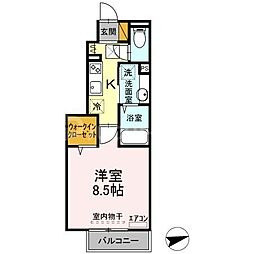 グランテージ 1階1Kの間取り