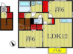 センターフィールド　Ｂ 2階2LDKの間取り