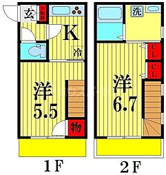 アプレット南流山 2階2Kの間取り