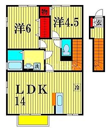 フェルミエ 2階2LDKの間取り