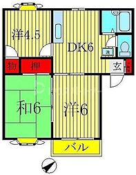 ウインズ梅郷C 3DKの間取図画像