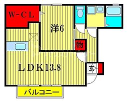 ポルテボヌール2 1LDKの間取図画像