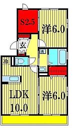 リバーサイドヴィラ　ハピネス 1階2LDKの間取り