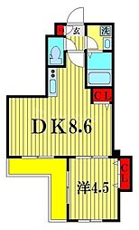 パインリーブス 1階1DKの間取り