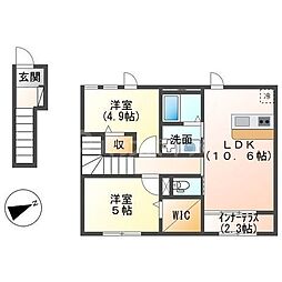 Feluca 2階1LDKの間取り