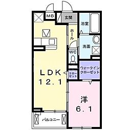 ＥＡＳＴIV（イーストIV 1階1LDKの間取り