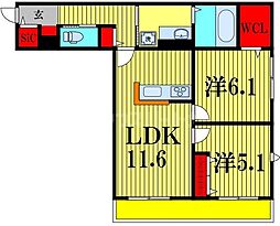フィカーサ柏の葉 1階2LDKの間取り