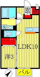 メルベーユパル2 1LDKの間取図画像