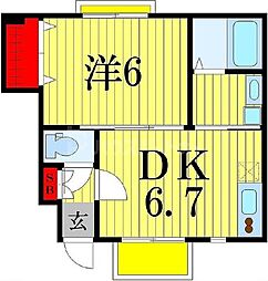 ジョイア南柏 1DKの間取図画像