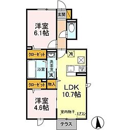イースト・ヴィラ2 2LDKの間取図画像