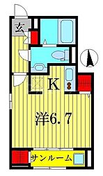 はみんぐみはら2 ワンルームの間取図画像