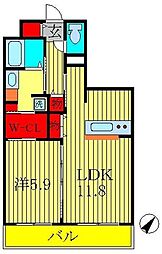 VESTA 1LDKの間取図画像