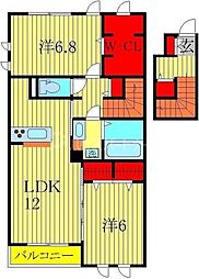 プラティーク1 2LDKの間取図画像