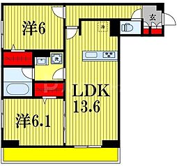 グランディール柏の葉 2LDKの間取図画像