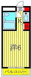 ジュネパレス柏第46 ワンルームの間取図画像