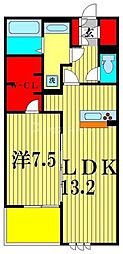 リシェス2 1LDKの間取図画像