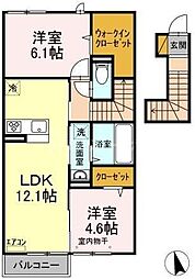 PIECEWOOD1 2LDKの間取図画像