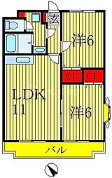 コートヒルズ3 2LDKの間取図画像