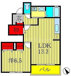 サンシャインビレッジアゼリアB 1LDKの間取図画像