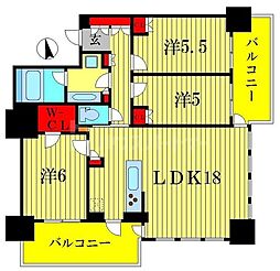 ライオンズタワー柏 3LDKの間取図画像