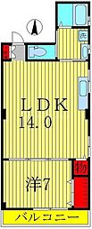 恩田コーポ 1LDKの間取図画像