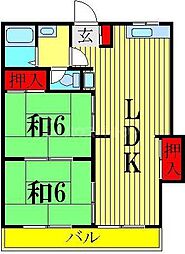 桜田コーポ 2LDKの間取図画像