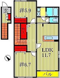バード・ヴェール 2LDKの間取図画像