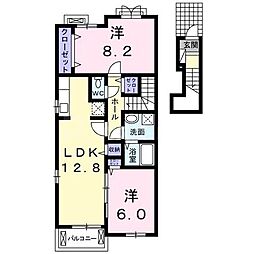 クレマチスB 2LDKの間取図画像