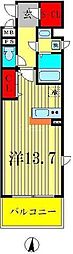 リュージュ ワンルームの間取図画像