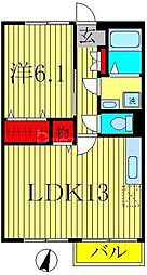 テラススワン2 1LDKの間取図画像